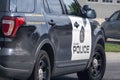 A close up to the side of a Calgary Police Service vehicle