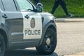 A close up to the side of a Calgary Police Service vehicle