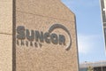 Close up to the Suncor Energy Center outside sign