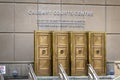 Calgary Courts Centre. The doors were intended to symbolize the passage into a building Royalty Free Stock Photo