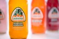 An Extreme Close up to a Jarritos Mandarin Flavoured Mexican Soda bottle