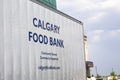 A close up to a Calgary food bank truck logo