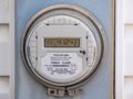 Close up to a house residency electric meter from EnMax a vertically integrated utility Royalty Free Stock Photo