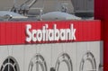A close up to a Scotiabank sign Royalty Free Stock Photo