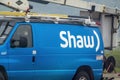 A close up to a Shaw service van logo. Concept: High Speed Internet, Cable Digital HDTV