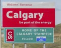 A close up to a Welcome Sign of the City of Calgary