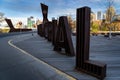 Memorial Drive metal street art at a busy intersection in Calgary Alberta