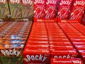 Several boxes of Pocky Almond crush favor and crunch strawberry