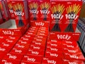 Several boxes of Pocky with chocolate cream coated favor