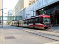 Public rapid transit system, light metro rail vehicle in Downtown Calgary Royalty Free Stock Photo