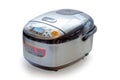 Full side view of a Zojirushi 5.5 Cup Microcomputer Rice Cooker and Warmer on a white