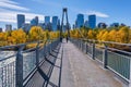Bow River Pathway and Calgary skyline