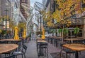 Restaurant Tables on Stephen Avenue in Calgary Royalty Free Stock Photo