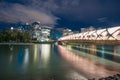 Calgary, Alberta City Skyline and Peace Bridge Royalty Free Stock Photo