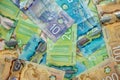 Canadian banknotes, including twenty, ten, five and one hundred dollar bills Royalty Free Stock Photo