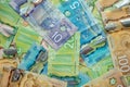 Background made up of various Canadian banknotes Royalty Free Stock Photo