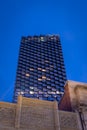 Looking up Telus Sky in downtown Calgary