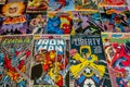 Vintage comic book collection showing comic book covers