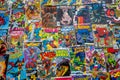 Vintage comic book collection showing comic book covers