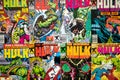 Covers of vintage Marvel Incredible Hulk comics