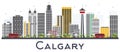 Calgary Canada City Skyline with Gray Buildings Isolated on Whit Royalty Free Stock Photo