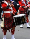 Kilted drummer in marching band in the Calgary Stampede Parade Royalty Free Stock Photo