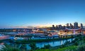 Panorama of Golden Sunset Over Calgary Stampede City Skyline Royalty Free Stock Photo