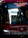 Calgary public transportation reminds passengers of mask mandate in Calgary, Alberta.