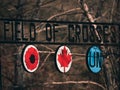 Field of Crosses Sign. Lest We Forget.