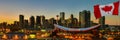 Calgary city skyline at twilight time in Alberta ,Canada