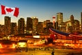 Calgary city skyline at twilight time in Alberta ,Canada