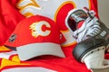 Calgary Flames NHL team baseball cap and jersey