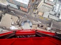 Calgary from the glass floor of the Calgary Tower