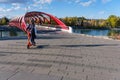 Calgary Peace Bridge in the Autumn season