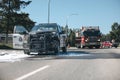 Calgary police service ford F150 stopped on the road after