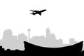 Calgary Skyline & Aeroplane -Vector Royalty Free Stock Photo