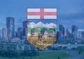 Calgary skyline and Alberta Flag composite
