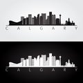 Calgary skyline and landmarks silhouette