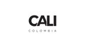 Cali in the Colombia emblem. The design features a geometric style, vector illustration with bold typography in a modern font. The