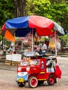 People and street vendors at Paseo Bolivar park at Cali city center