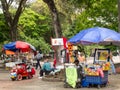 People and street vendors at Paseo Bolivar park at Cali city center