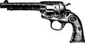 38-caliber single action colt bisley model revolver, vintage engraving