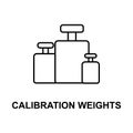 calibration weights icon. Element of measuring instruments icon with name for mobile concept and web apps. Thin line calibration w