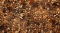 Calico Texture Gold Glitter Confetti On Shiny Brown Fabric