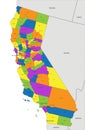Colorful California political map with clearly labeled, separated layers.