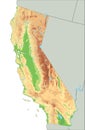 Detailed California physical map.