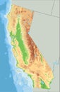 Detailed California physical map.