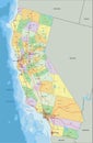 California - detailed editable political map with labeling.