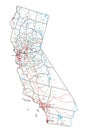 California road and highway map. Royalty Free Stock Photo