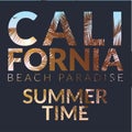 California background with palm. Vector background beach. Summer tropical banner design. Paradise poster template illustration